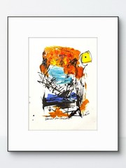 Original Abstract 9×12 Sunset Paper Hand Drawn Signed Living Room Wall Decor 24