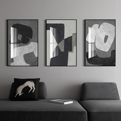 Large bright black and white 20″ X 28″ X 3 pieces Black, White, Dark Gray