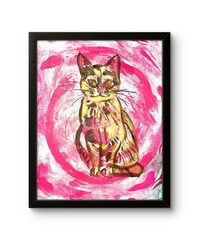 Cat From Outer Space 11 X 14″ Abstract Acrylic Painting Paper Magic and Whimsey