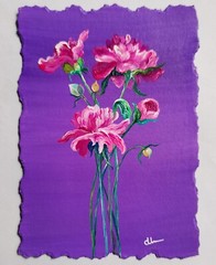 „Roses“ Original Miniature Acrylic Painting Vintage Floral Art Signed ATC