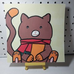 Sindy Fuhr Acrylic Painting Original Animal Pop Art 8×8 Inch Title Brown Kitten