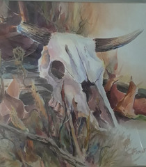 Watercolor on Paper Matted Signed Don Trout Resting Place 28 x 20 in
