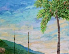 Caribbean Sunset, 24 x 36 x .5, Modern Seascape Painting by Jeanne Player