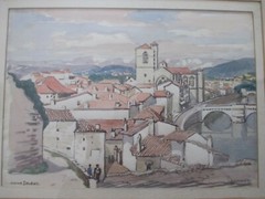 Julius Delbos Antique Watercolor Signed Original Titled „Romans“ Landscape