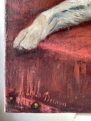 Alfred DECAEN Signed – Antique French Academic Oil 1897’s – Portrait Dog Poodle