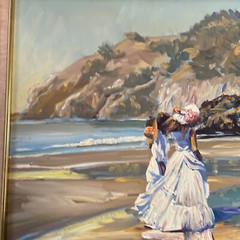 Impressionist Painting Craig Nelson Beach Coastal Woman Landscape Listed Rare