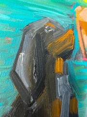 Dog by Lake Original Oil Painting 20×20 Quiet Nature Art Contemporary
