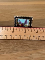 Original MINIATURE Watercolor Painting in VTG Metal Frame; Flowers; 1 – 1/2 x 2″