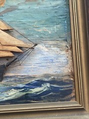 TACKABERRY ANTIQUE DIORAMA NAUTICAL PAINTING SCULPTURE WOOD CARVING SEATTLE OLD