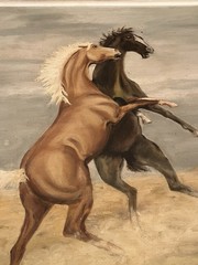 Vintage Original Oil Painting Equestrian Horses Realism Signed Wood Framed Art