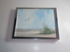 Vintage Painting Signed Beach Dunes With Seagulls Framed 14 1/4 x 11 1/4″
