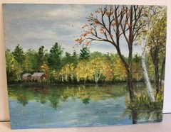 Mildred Holcomb, c1976 – Toothaker Pond Phillips, Maine – Original Oil Canvas