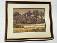 Hezekiah Anthony Dyer Country Cottage Gouache Landscape