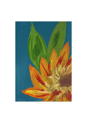 ACEO/ ATC Sunflower Flower Gouache OOAK Original Art SaraClaireArt