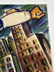 Antique Painting WW2 War Russia America WPA Sylvia Ludins Jewish Holocaust NYC