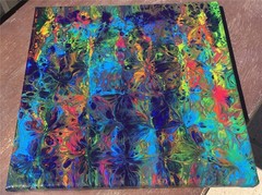 Rainbow Flowers 10X10″ Acrylic Pour Abstract Painting Canvas Orig Fluid Art
