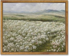 Timeless Vintage Floral Landscape Canvas Wall Art | 8x10in Framed Elegance