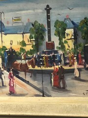 MCM Signed “Place de la Bastille” Street Scene of Paris Oil on Board