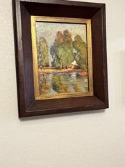 Oil Painting Autumn Reflections In Heavyweight Wood Frame 25 X 21