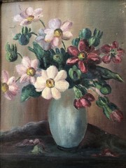 Vintage Original Oil Painting of Flowers in a Vase C.1930’s 17.5 x 13.5”
