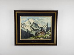 Antique VTG Original Perry Jenkins Oil Painting 28.25×23.5 Framed MidCentury Art