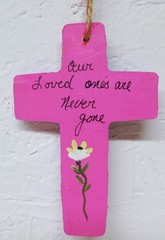 Wood Cross with Butterfly flowers and quote Original Art Painting by Rain Crow