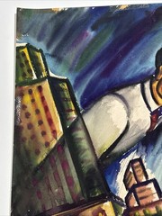 Antique Painting WW2 War Russia America WPA Sylvia Ludins Jewish Holocaust NYC