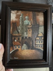 Painting On Board PRAGUE City Scene Signed Spanek ~8×6”
