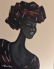 Original Acrylic Painting Woman 16 in W x 20 in T African American Art