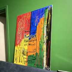Jessy Sotovo Humalog Insulin Bottle Abstract Canvas Painting Signed 2022 Large
