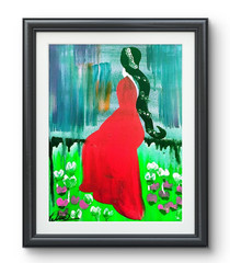 Original art 14 X 11 Queen Tiamat CANVAS Colorful Modern Art Acrylic Painting