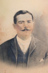Charcoal Photograph Mustache Man – 19th Century Antique Black & White Photograph