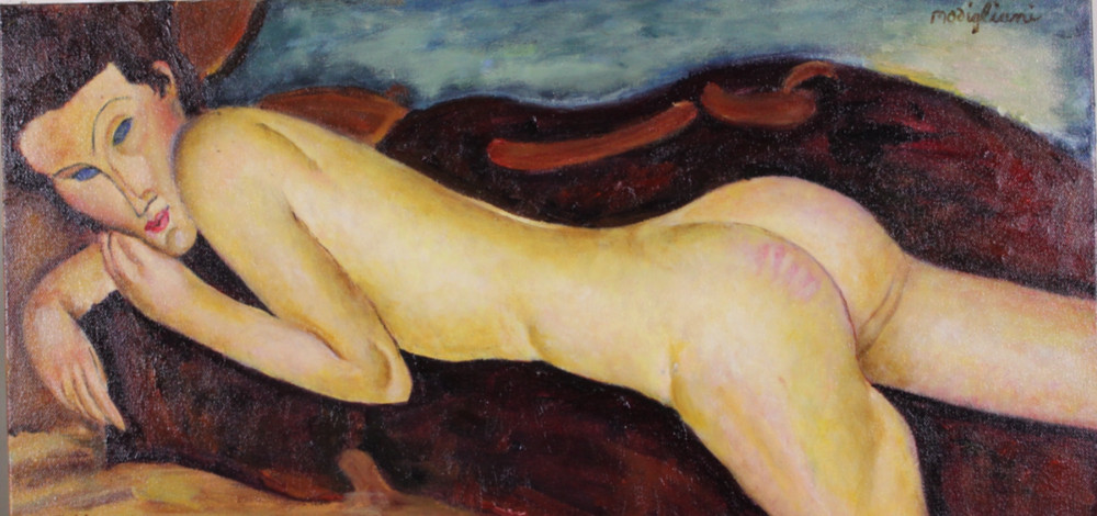 Frank Maier Oil Painting: Modigliani’s Reclining Nude (Back) 12″x24″ (Unframed)