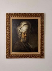 vintage gilded wood carved frame, oil painting printed on canvas, wall art