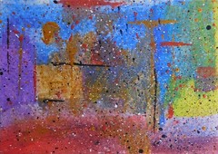 ACEO Modern Abstract Painting in Magnetic Frame Original Art by Rain Crow