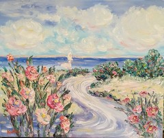 KADLIC Impressionist Flowers Seascape Original Oil Painting On Canvas 24×20