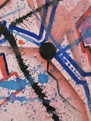 Original Illegibly Signed Watercolor Painting 13×11 Framed Abstract Modern Art