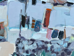 Heinz Rosien (b.1919- ) „Southwest Desert Village/ Ranch“ Oil Painting on Board