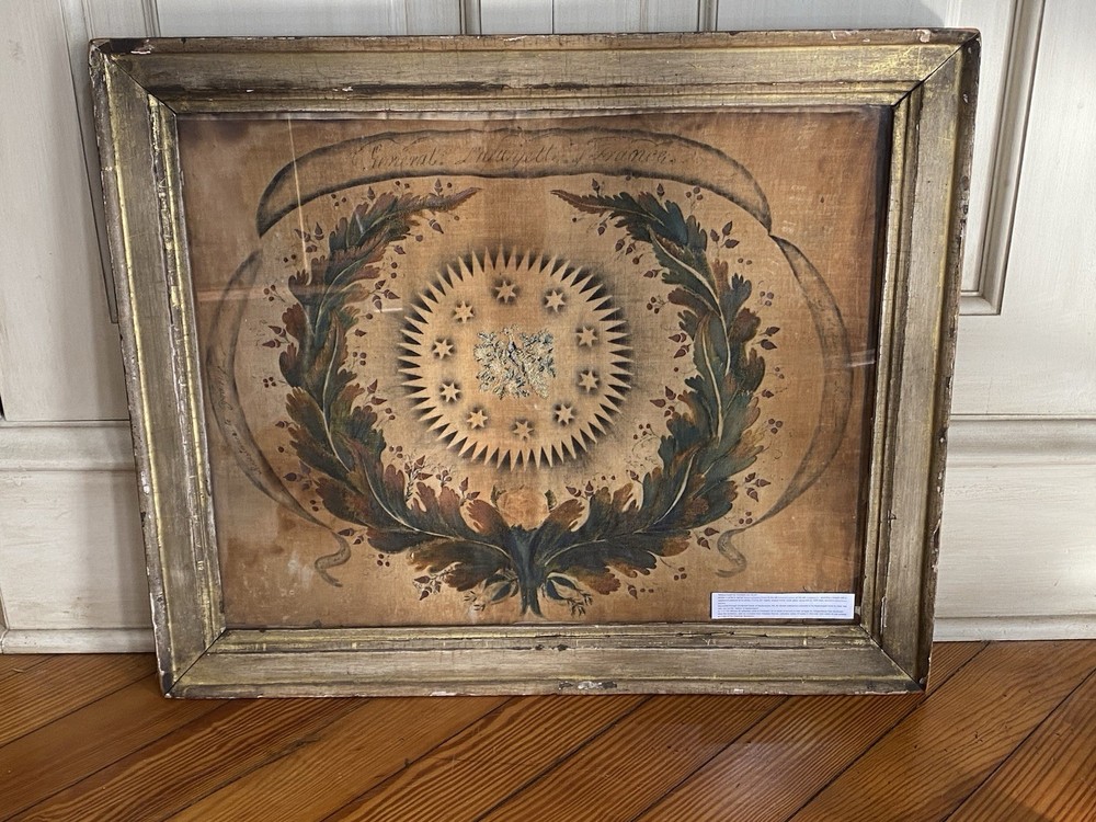 19th Century Massachusetts General Lafayette Theorem On Velvet Peacock