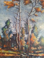 Landscape Oil Painting on Canvas signed with monogram CEB