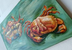 Two Crabs Van Gogh Hand-Painted Oil Reproduction Canvas 13.8×19.7 in