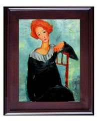 Framed Modigliani Woman with Red Hair Repro, Quality Oil Painting 12x16in