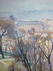 FRENCH SCHOOL DRAWING WATERCOLOR LANDSCAPE PARC PARIS MONTMARTRE EIFFEL TOWER…