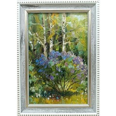 Birch Forest Original Oil Painting 4×6 Framed Signed Sunlit Landscape Path Art
