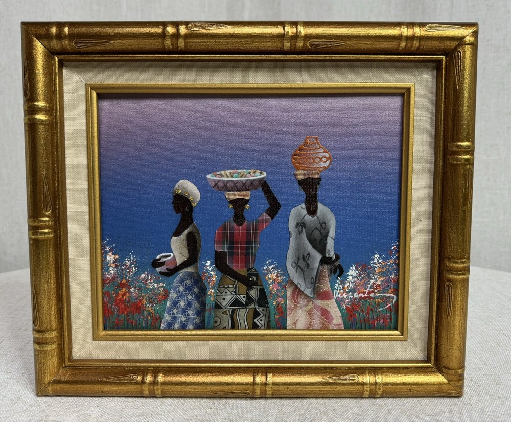 Personal Preference Art Signed Oil Fabric African Painting Texture Framed Canvas