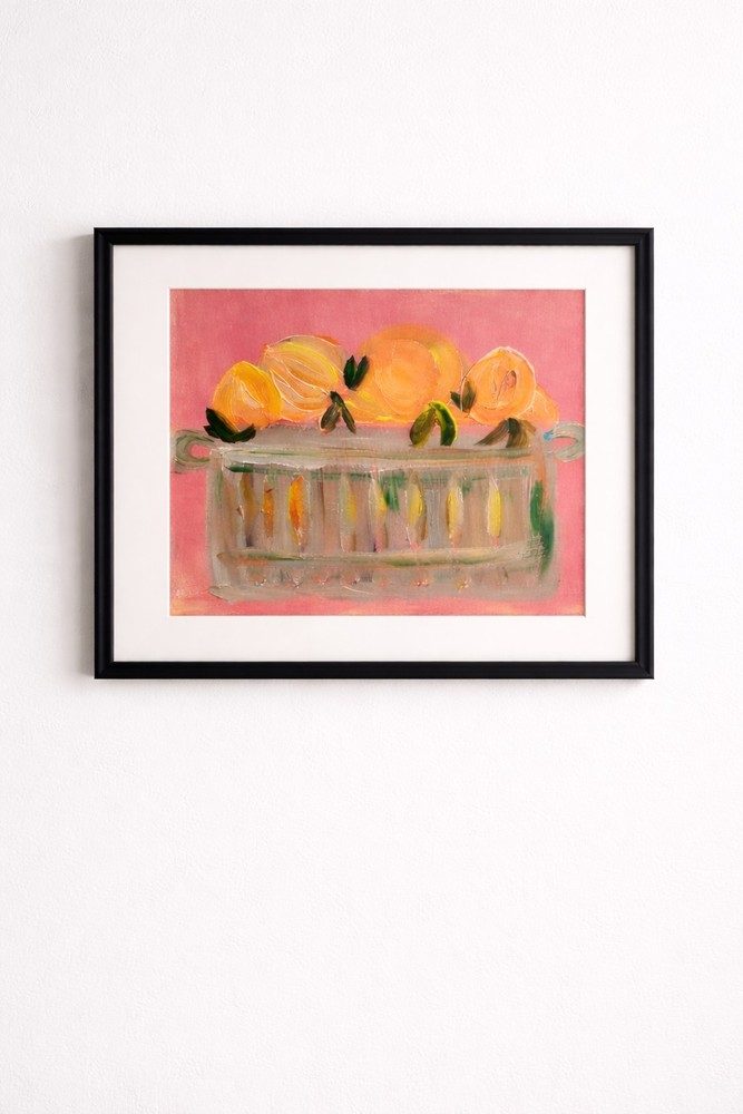 Peach Still Life Painting 11×14 Original Acrylic Canvas Basket of Peaches.