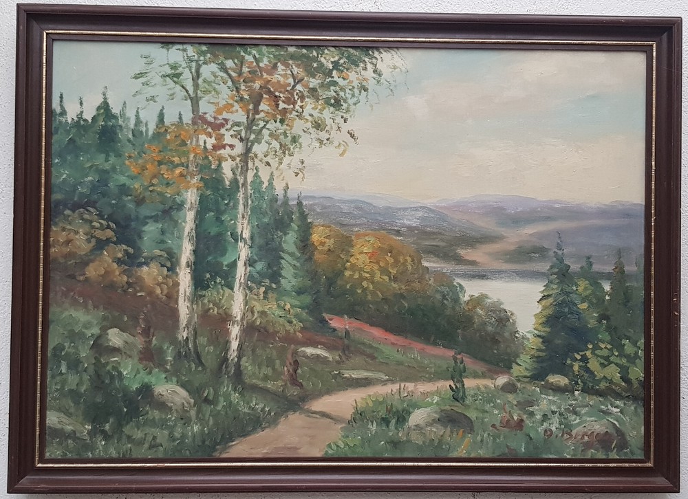 Oil painting painting oil painting masterpiece landscape nature lake forest autumn 349