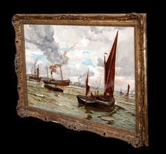 Large 19th Century Shipping Southampton Port William Lionel WYLLIE (1851-1931)
