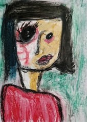 Woman Portrait – Abstract Modern Art – Oil Chalk A4 Paper – Modern Art