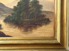 ANTQ From Late 19th C Hudson River School O/B „Mountain Lake Landscape“, Framed!